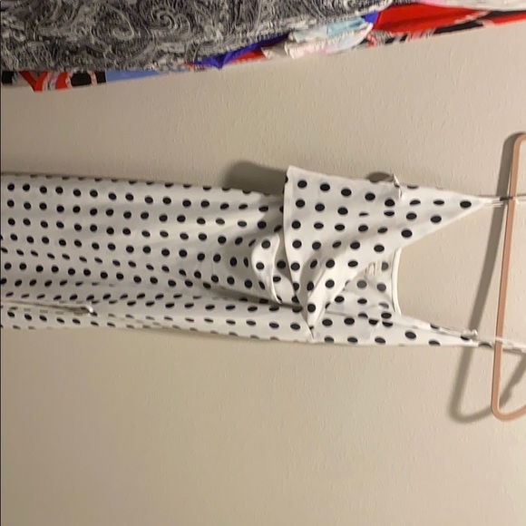 OU KELLY SURPLICE B&W POLKA DOT MIDI DRESS - Picture 4 of 8